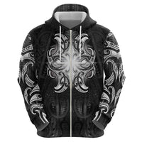 New Zealand Matariki Zip Hoodie Maori Moko Black Galaxy LT05 - Polynesian Pride