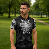 New Zealand Matariki Zipper Polo Shirt Maori Moko Black Galaxy LT05 - Polynesian Pride