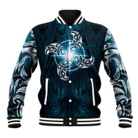 New Zealand Matariki Waita Baseball Jacket Maori Moko Dark Blue Galaxy LT05 Unisex Blue - Polynesian Pride