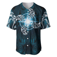 New Zealand Matariki Waita Baseball Jersey Maori Moko Dark Blue Galaxy LT05 Blue - Polynesian Pride