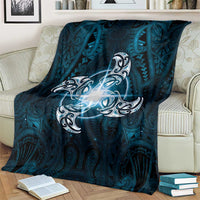 New Zealand Matariki Waita Blanket Maori Moko Dark Blue Galaxy LT05 - Polynesian Pride