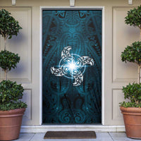 New Zealand Matariki Waita Door Cover Maori Moko Dark Blue Galaxy