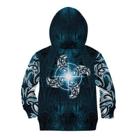 New Zealand Matariki Waita Kid Hoodie Maori Moko Dark Blue Galaxy LT05 - Polynesian Pride