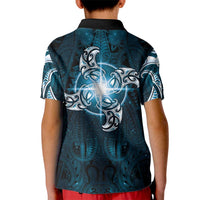 New Zealand Matariki Waita Kid Polo Shirt Maori Moko Dark Blue Galaxy LT05 - Polynesian Pride