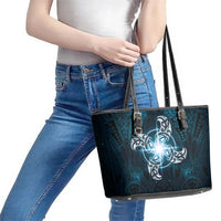 New Zealand Matariki Waita Leather Tote Bag Maori Moko Dark Blue Galaxy LT05 - Polynesian Pride