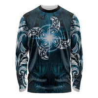 New Zealand Matariki Waita Long Sleeve Shirt Maori Moko Dark Blue Galaxy LT05 Unisex Blue - Polynesian Pride