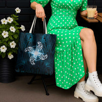 New Zealand Matariki Waita Tote Bag Maori Moko Dark Blue Galaxy LT05 - Polynesian Pride