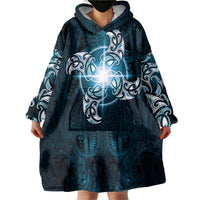 New Zealand Matariki Waita Wearable Blanket Hoodie Maori Moko Dark Blue Galaxy LT05 - Polynesian Pride