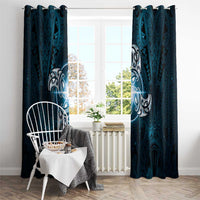 New Zealand Matariki Waita Window Curtain Maori Moko Dark Blue Galaxy LT05 - Polynesian Pride