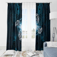 New Zealand Matariki Waita Window Curtain Maori Moko Dark Blue Galaxy LT05 - Polynesian Pride