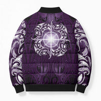 New Zealand Matariki Waipunarangi Bomber Puffer Jacket Maori Moko Purple Galaxy LT05 - Polynesian Pride