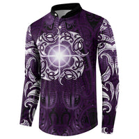 New Zealand Matariki Waipunarangi Button Sweatshirt Maori Moko Purple Galaxy LT05 - Polynesian Pride