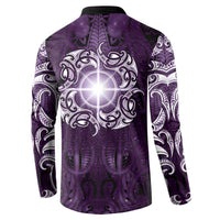 New Zealand Matariki Waipunarangi Button Sweatshirt Maori Moko Purple Galaxy LT05 - Polynesian Pride