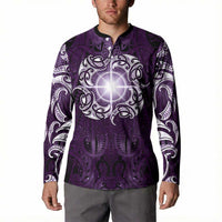 New Zealand Matariki Waipunarangi Button Sweatshirt Maori Moko Purple Galaxy LT05 - Polynesian Pride