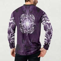 New Zealand Matariki Waipunarangi Button Sweatshirt Maori Moko Purple Galaxy LT05 - Polynesian Pride