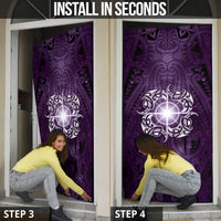 New Zealand Matariki Waipunarangi Door Cover Maori Moko Purple Galaxy
