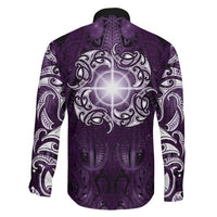New Zealand Matariki Waipunarangi Family Matching Mermaid Dress and Hawaiian Shirt Maori Moko Purple Galaxy