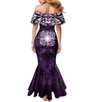 New Zealand Matariki Waipunarangi Family Matching Mermaid Dress and Hawaiian Shirt Maori Moko Purple Galaxy