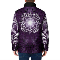 New Zealand Matariki Waipunarangi Padded Jacket Maori Moko Purple Galaxy