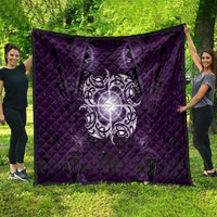 New Zealand Matariki Waipunarangi Quilt Maori Moko Purple Galaxy LT05 - Polynesian Pride