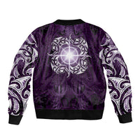 New Zealand Matariki Waipunarangi Sleeve Zip Bomber Jacket Maori Moko Purple Galaxy LT05 - Polynesian Pride