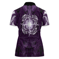 New Zealand Matariki Waipunarangi Women Polo Shirt Maori Moko Purple Galaxy