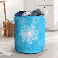 New Zealand Matariki Waiti Laundry Basket Maori Moko Cyan Galaxy LT05 Cyan - Polynesian Pride