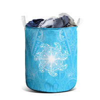 New Zealand Matariki Waiti Laundry Basket Maori Moko Cyan Galaxy LT05 - Polynesian Pride