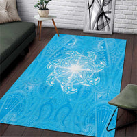 New Zealand Matariki Waiti Area Rug Maori Moko Cyan Galaxy LT05 Cyan - Polynesian Pride