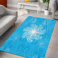 New Zealand Matariki Waiti Area Rug Maori Moko Cyan Galaxy LT05 - Polynesian Pride
