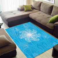 New Zealand Matariki Waiti Area Rug Maori Moko Cyan Galaxy LT05 - Polynesian Pride