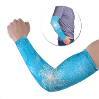 New Zealand Matariki Waiti Arm Sleeves Maori Moko Cyan Galaxy LT05 Set of 2 Cyan - Polynesian Pride