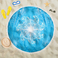 New Zealand Matariki Waiti Beach Blanket Maori Moko Cyan Galaxy LT05 One Size 150cm Cyan - Polynesian Pride