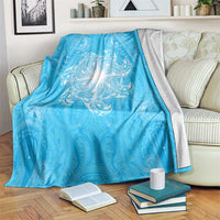 New Zealand Matariki Waiti Blanket Maori Moko Cyan Galaxy LT05 Cyan - Polynesian Pride
