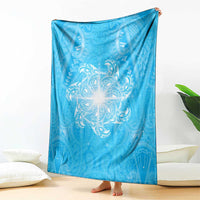 New Zealand Matariki Waiti Blanket Maori Moko Cyan Galaxy LT05 - Polynesian Pride