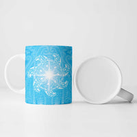 New Zealand Matariki Waiti Ceramic Mug Maori Moko Cyan Galaxy LT05 - Polynesian Pride