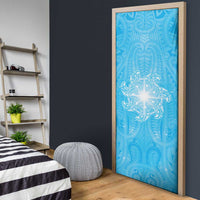 New Zealand Matariki Waiti Door Cover Maori Moko Cyan Galaxy