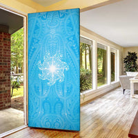 New Zealand Matariki Waiti Door Cover Maori Moko Cyan Galaxy