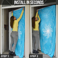 New Zealand Matariki Waiti Door Cover Maori Moko Cyan Galaxy