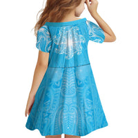 New Zealand Matariki Waiti Family Matching Off Shoulder Short Dress and Hawaiian Shirt Maori Moko Cyan Galaxy