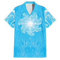 New Zealand Matariki Waiti Family Matching Puletasi and Hawaiian Shirt Maori Moko Cyan Galaxy