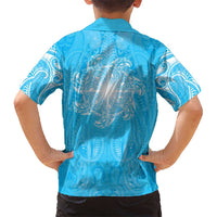 New Zealand Matariki Waiti Family Matching Summer Maxi Dress and Hawaiian Shirt Maori Moko Cyan Galaxy