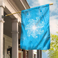 New Zealand Matariki Waiti Garden Flag Maori Moko Cyan Galaxy LT05 House Flag Cyan - Polynesian Pride
