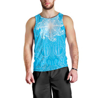 New Zealand Matariki Waiti Men Tank Top Maori Moko Cyan Galaxy LT05 - Polynesian Pride