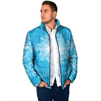New Zealand Matariki Waiti Padded Jacket Maori Moko Cyan Galaxy LT05 - Polynesian Pride