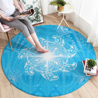 New Zealand Matariki Waiti Round Carpet Maori Moko Cyan Galaxy LT05 - Polynesian Pride
