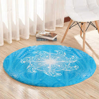 New Zealand Matariki Waiti Round Carpet Maori Moko Cyan Galaxy LT05 - Polynesian Pride