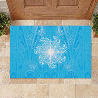 New Zealand Matariki Waiti Rubber Doormat Maori Moko Cyan Galaxy LT05 Cyan - Polynesian Pride
