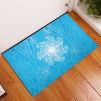 New Zealand Matariki Waiti Rubber Doormat Maori Moko Cyan Galaxy LT05 - Polynesian Pride
