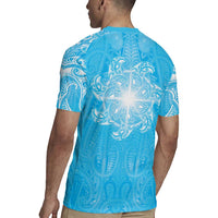 New Zealand Matariki Waiti Rugby Jersey Maori Moko Cyan Galaxy LT05 - Polynesian Pride